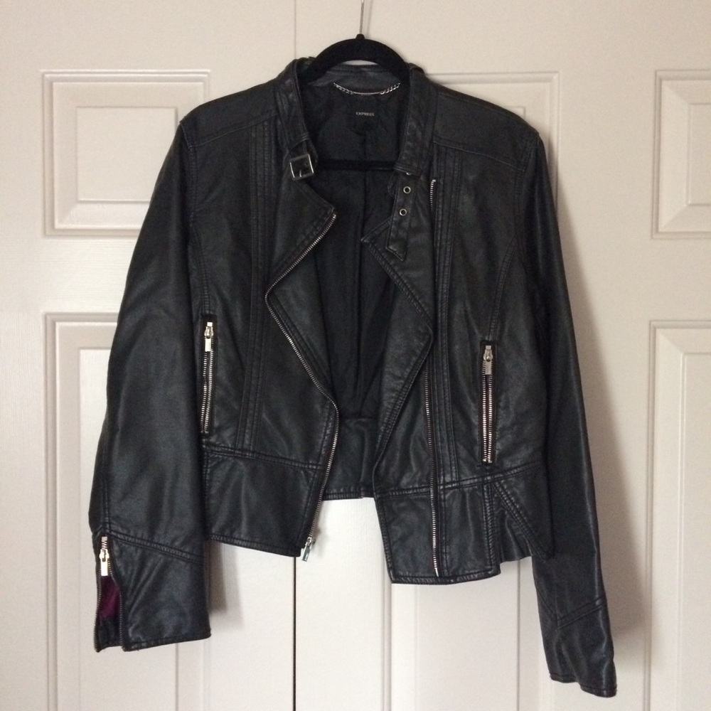 Express Black Faux-Leather Jacket